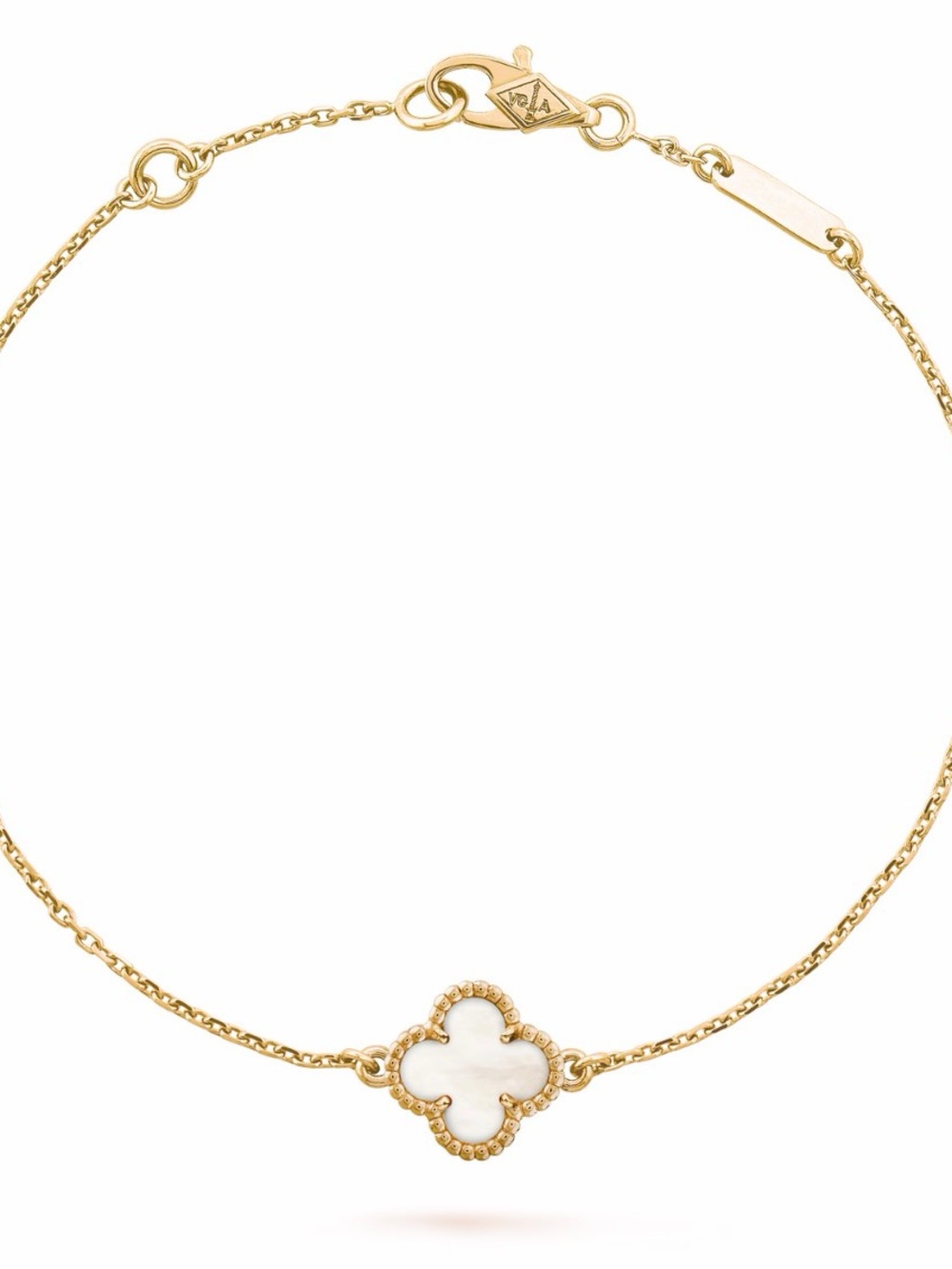 Van Cleef & Arpels Gold Clover Bracelet with White Mother-of-Pearl